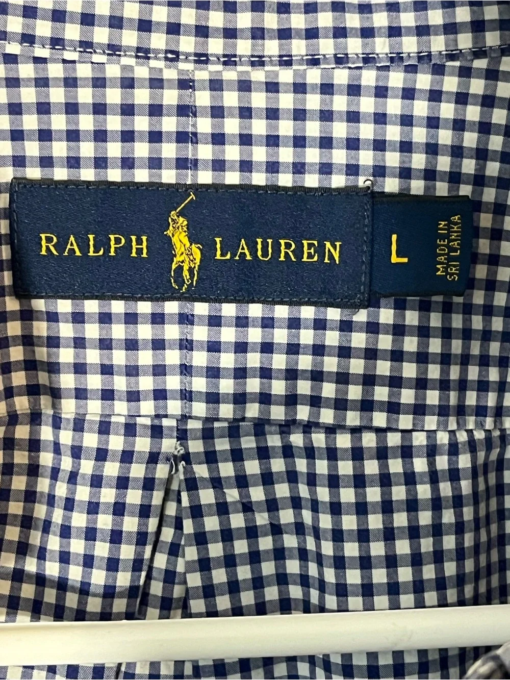 Polo Ralph Lauren Men’s L Blue White Gingham Button Down Shirt Red Pony